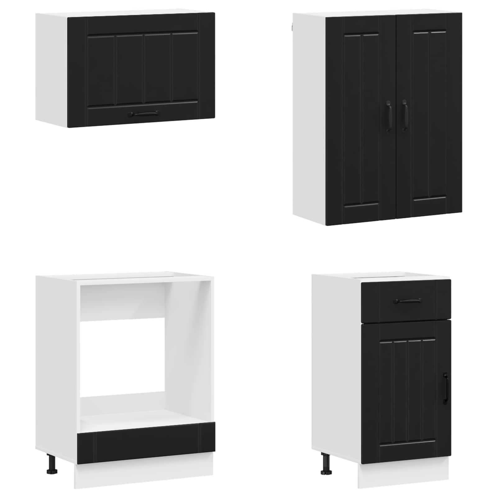 Keukenblok LUCCA 8 pcs Zwart Bewerkt hout