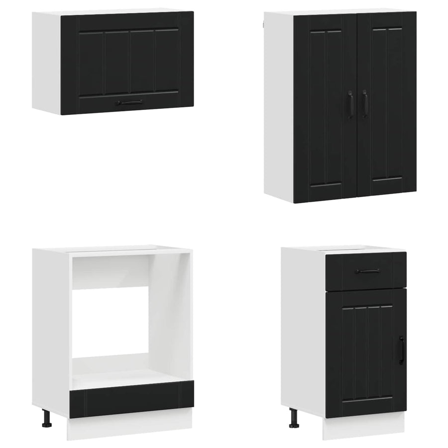 Keukenblok LUCCA 8 pcs Zwart Bewerkt hout