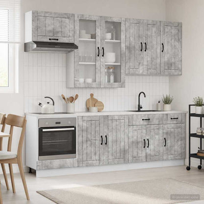 Keukenblok LUCCA 8 pcs Betongrijs Bewerkt hout