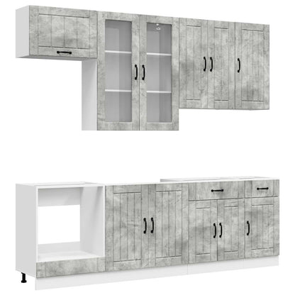Keukenblok LUCCA 8 pcs Betongrijs Bewerkt hout
