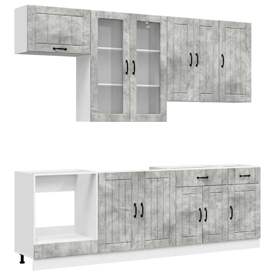 Keukenblok LUCCA 8 pcs Betongrijs Bewerkt hout