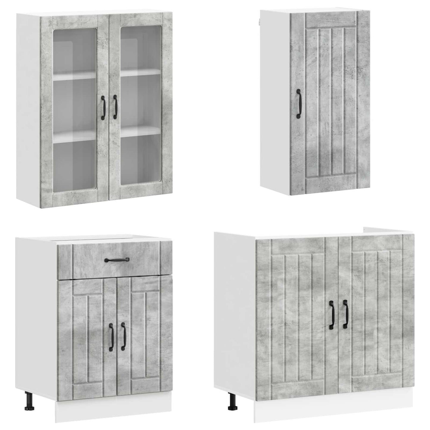 Keukenblok LUCCA 8 pcs Betongrijs Bewerkt hout