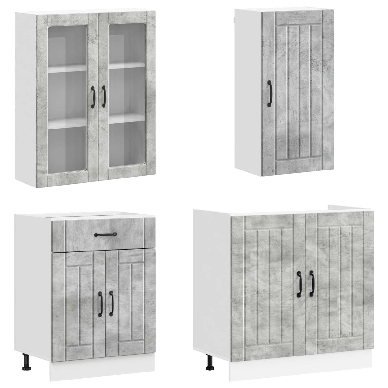 Keukenblok LUCCA 8 pcs Betongrijs Bewerkt hout