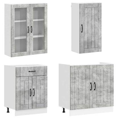 Keukenblok LUCCA 8 pcs Betongrijs Bewerkt hout