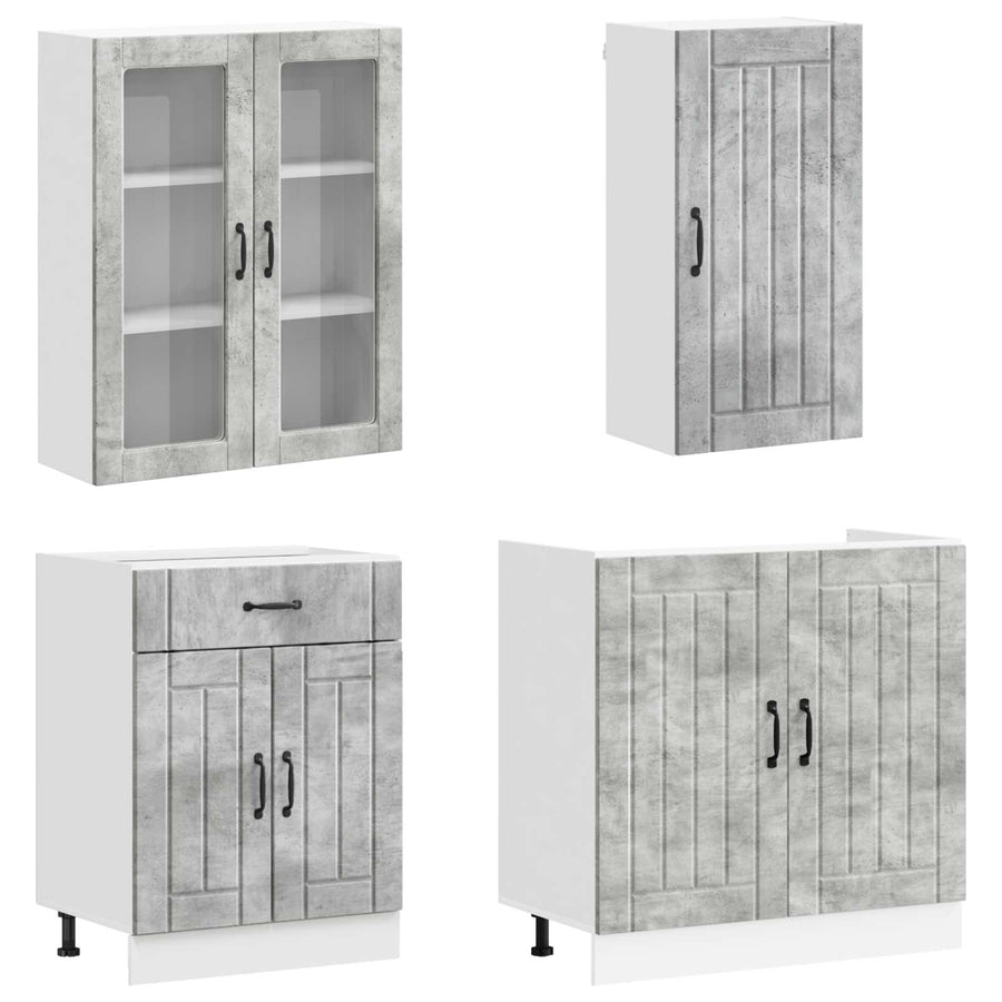 Keukenblok LUCCA 8 pcs Betongrijs Bewerkt hout
