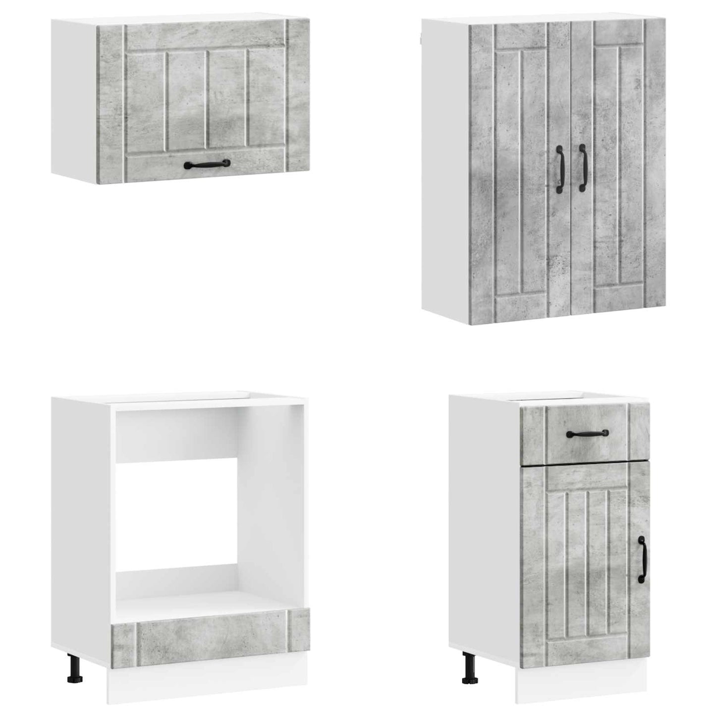 Keukenblok LUCCA 8 pcs Betongrijs Bewerkt hout