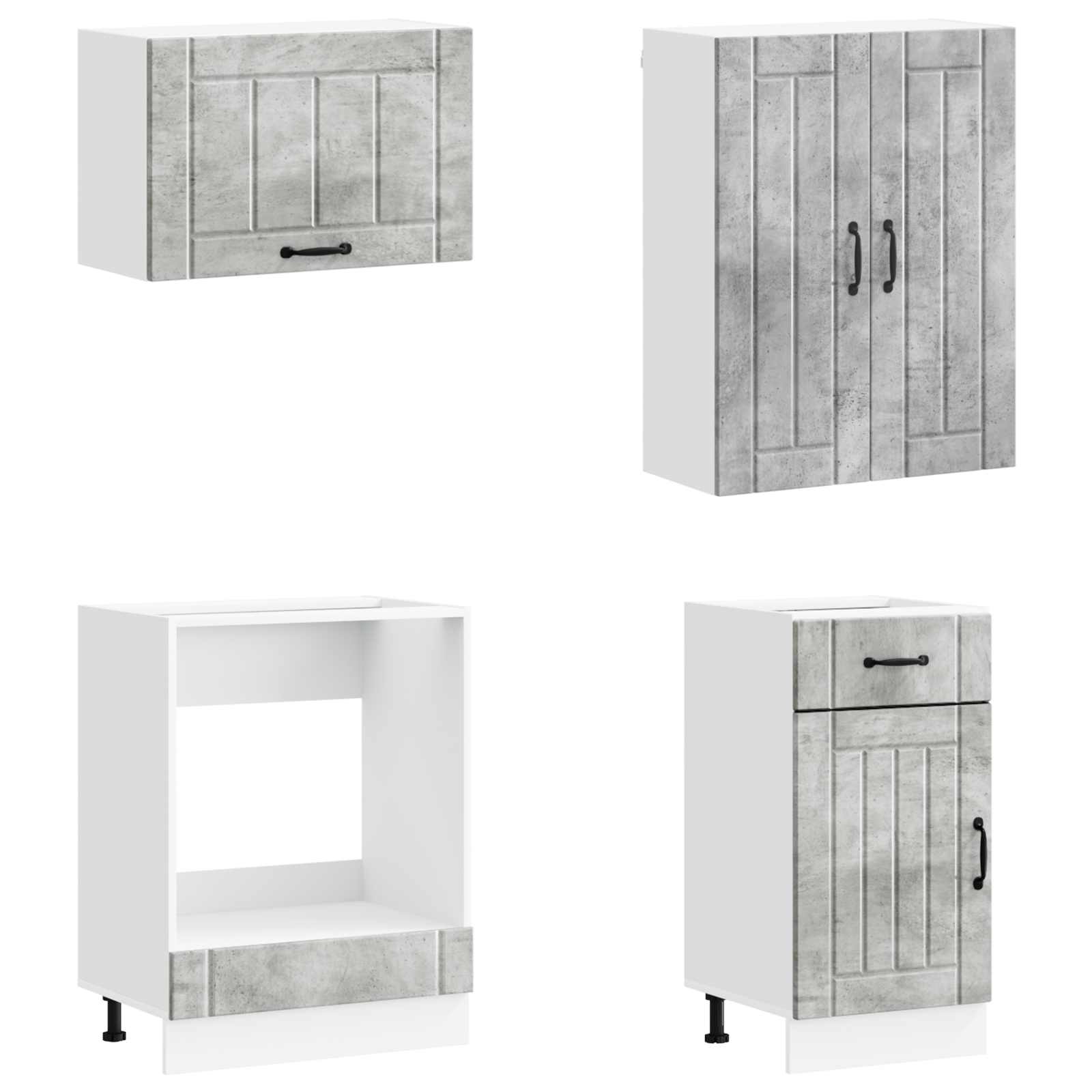 Keukenblok LUCCA 8 pcs Betongrijs Bewerkt hout