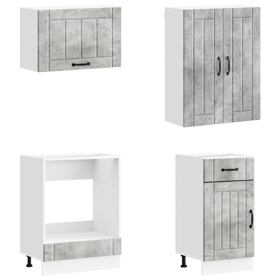 Keukenblok LUCCA 8 pcs Betongrijs Bewerkt hout