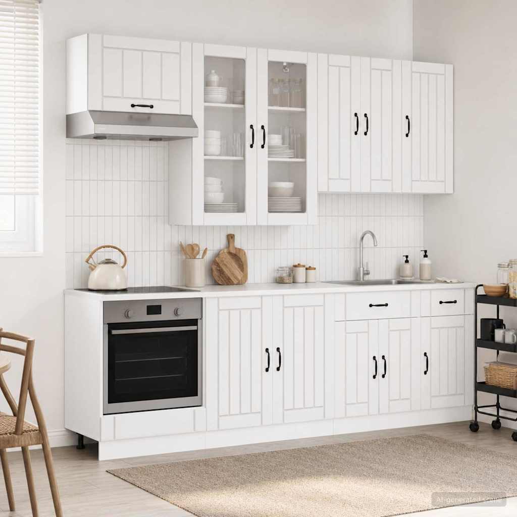 Keukenblok LUCCA 8 pcs Hoogglans Wit Bewerkt hout