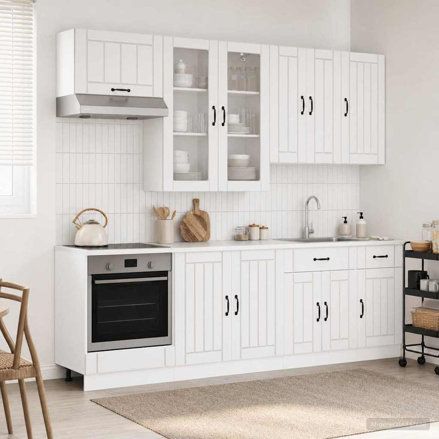 Keukenblok LUCCA 8 pcs Hoogglans Wit Bewerkt hout