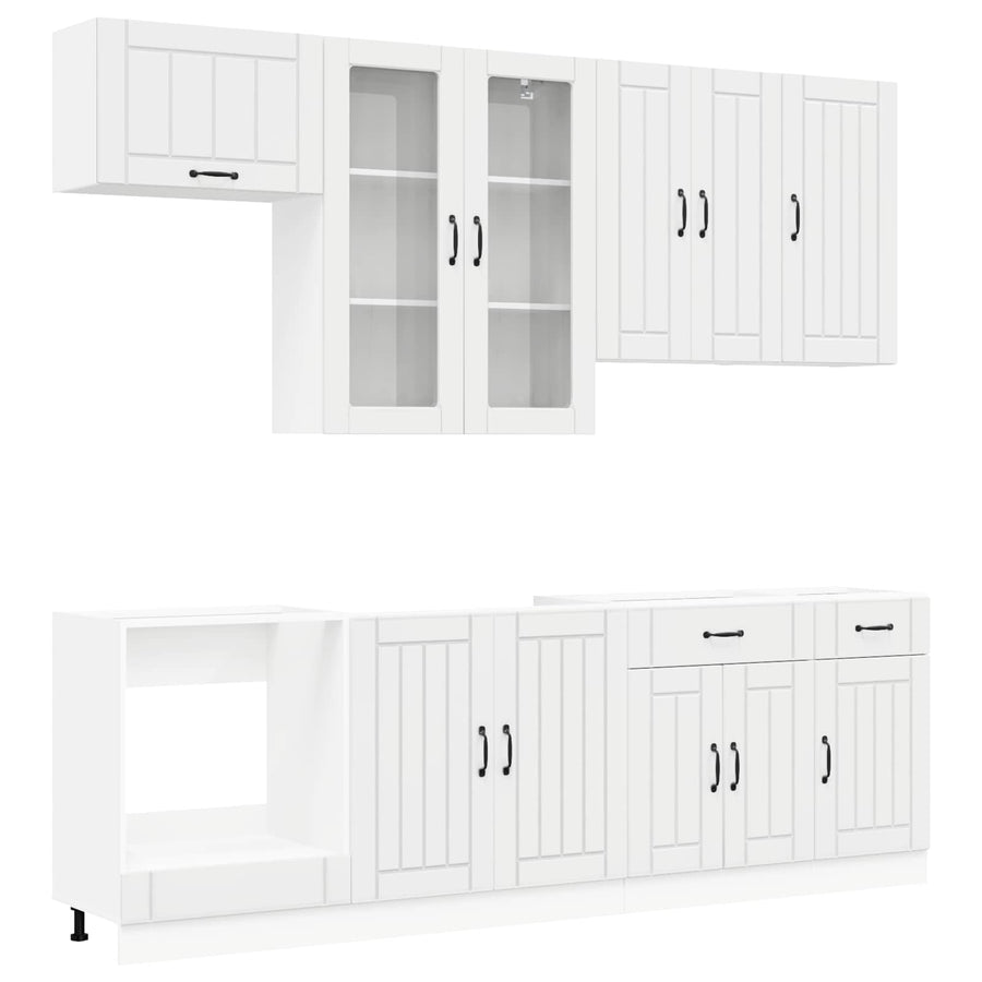 Keukenblok LUCCA 8 pcs Hoogglans Wit Bewerkt hout