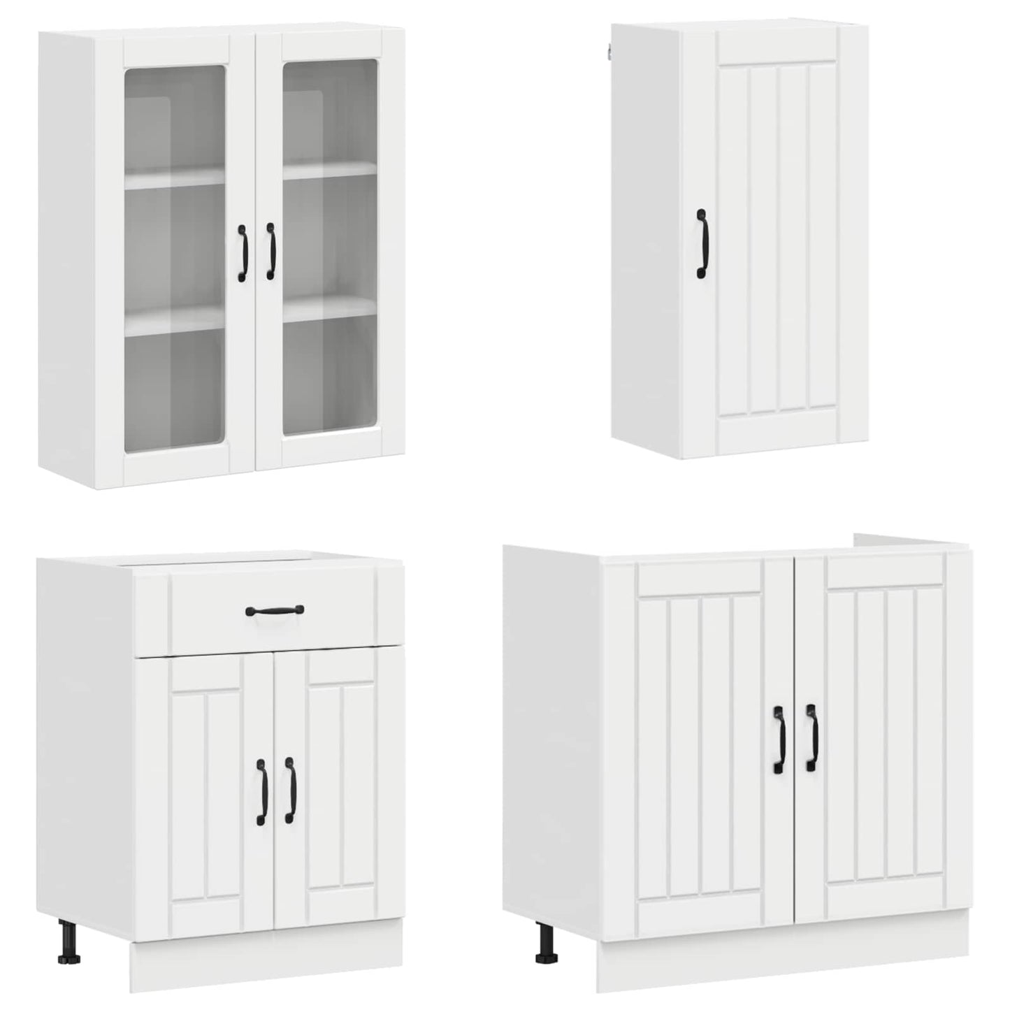 Keukenblok LUCCA 8 pcs Hoogglans Wit Bewerkt hout