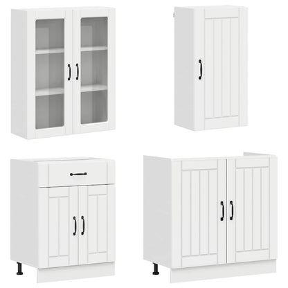 Keukenblok LUCCA 8 pcs Hoogglans Wit Bewerkt hout