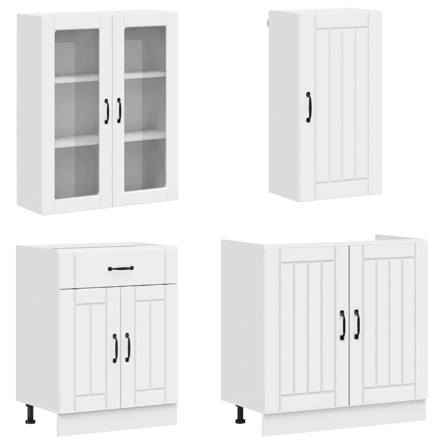 Keukenblok LUCCA 8 pcs Hoogglans Wit Bewerkt hout