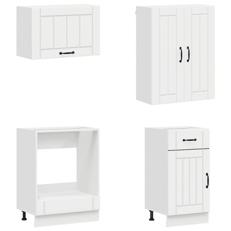 Keukenblok LUCCA 8 pcs Hoogglans Wit Bewerkt hout