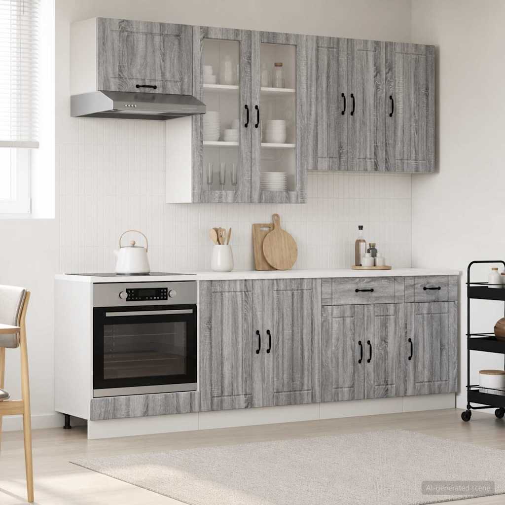 Keukenblok LUCCA 8 pcs Grijs Sonoma Bewerkt hout