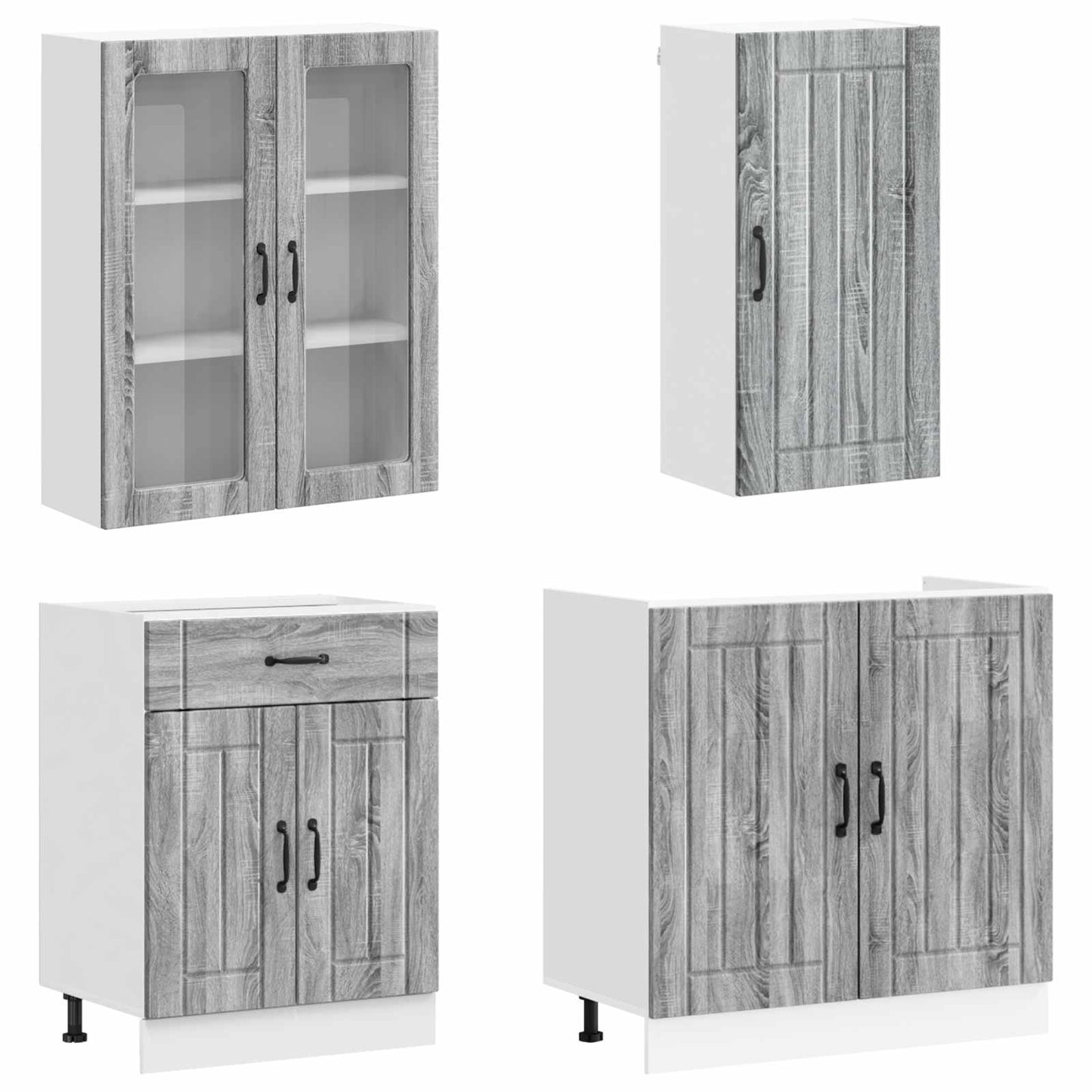 Keukenblok LUCCA 8 pcs Grijs Sonoma Bewerkt hout