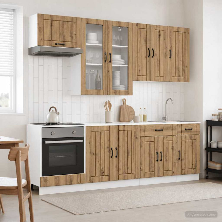Keukenblok LUCCA 8 pcs Artisanaal eiken Bewerkt hout