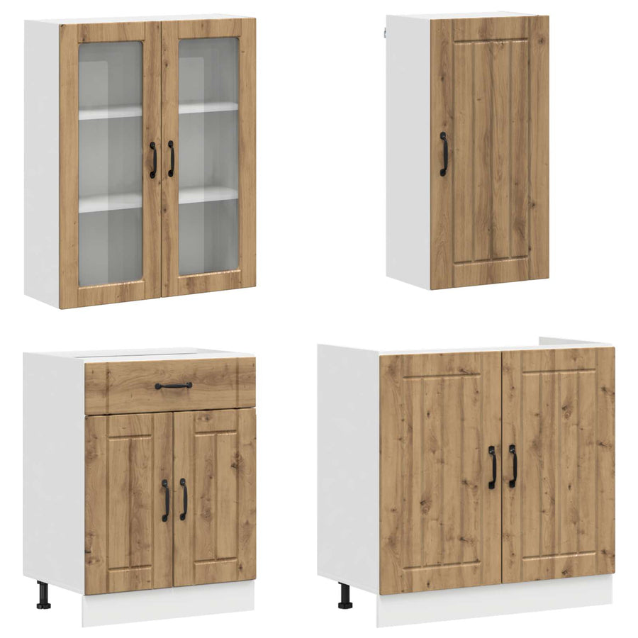 Keukenblok LUCCA 8 pcs Artisanaal eiken Bewerkt hout