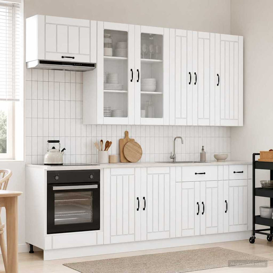 Keukenblok LUCCA 8 pcs Wit Bewerkt hout