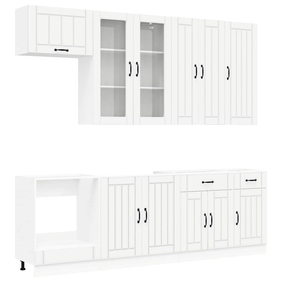 Keukenblok LUCCA 8 pcs Wit Bewerkt hout