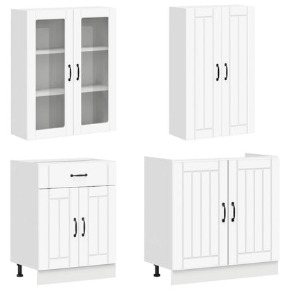 Keukenblok LUCCA 8 pcs Wit Bewerkt hout