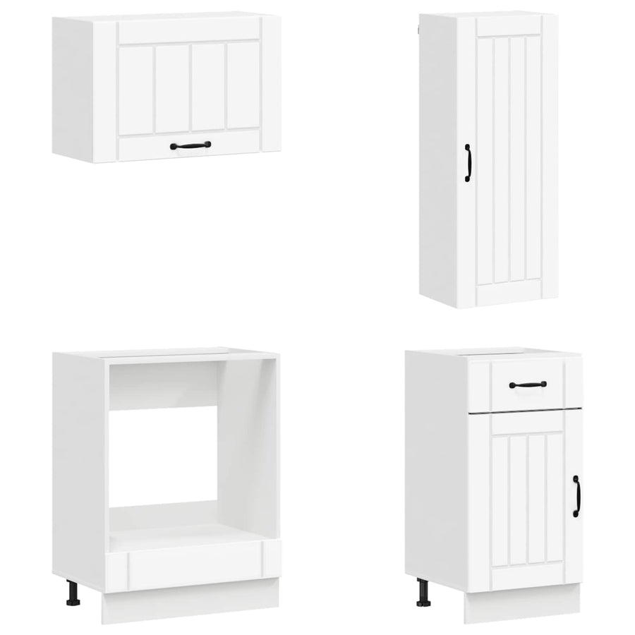 Keukenblok LUCCA 8 pcs Wit Bewerkt hout