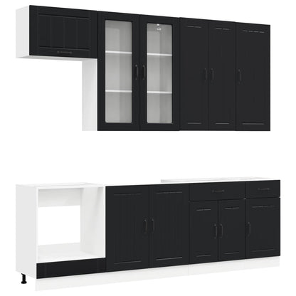 Keukenblok LUCCA 8 pcs Zwart Bewerkt hout
