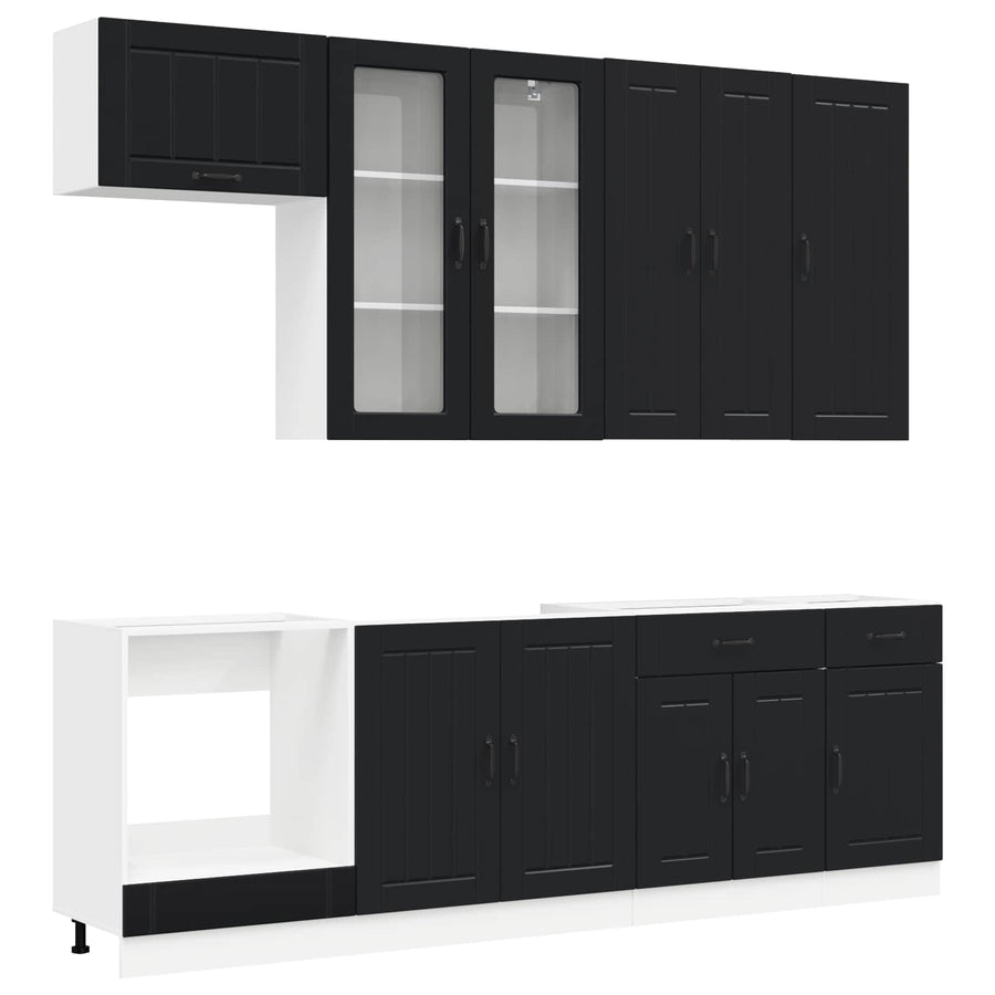 Keukenblok LUCCA 8 pcs Zwart Bewerkt hout