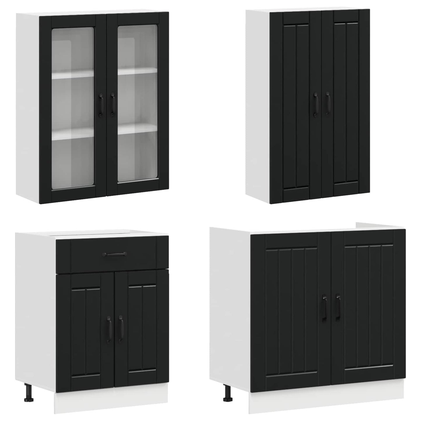Keukenblok LUCCA 8 pcs Zwart Bewerkt hout
