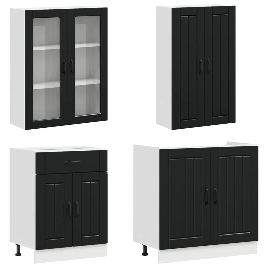 Keukenblok LUCCA 8 pcs Zwart Bewerkt hout