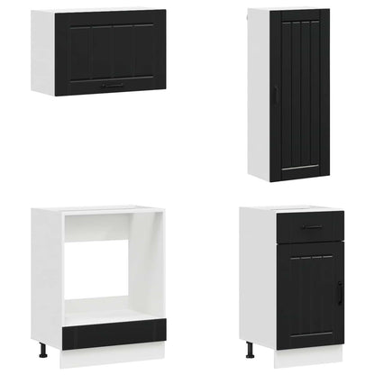 Keukenblok LUCCA 8 pcs Zwart Bewerkt hout
