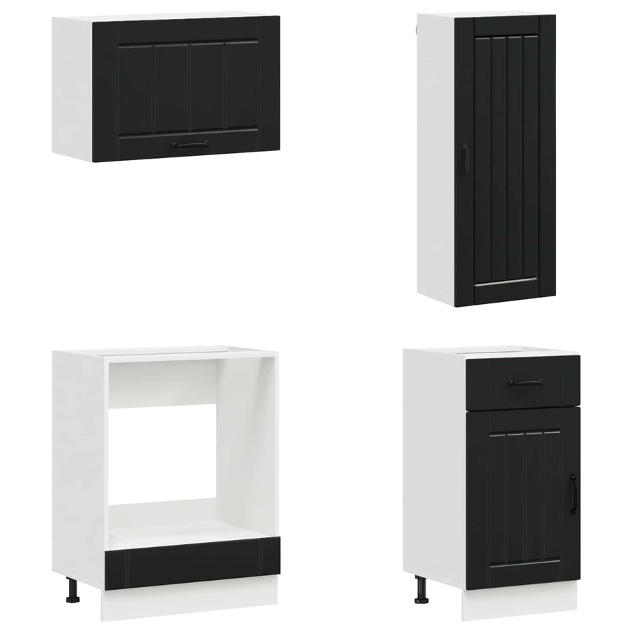 Keukenblok LUCCA 8 pcs Zwart Bewerkt hout