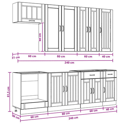Keukenblok LUCCA 8 pcs Zwart Bewerkt hout