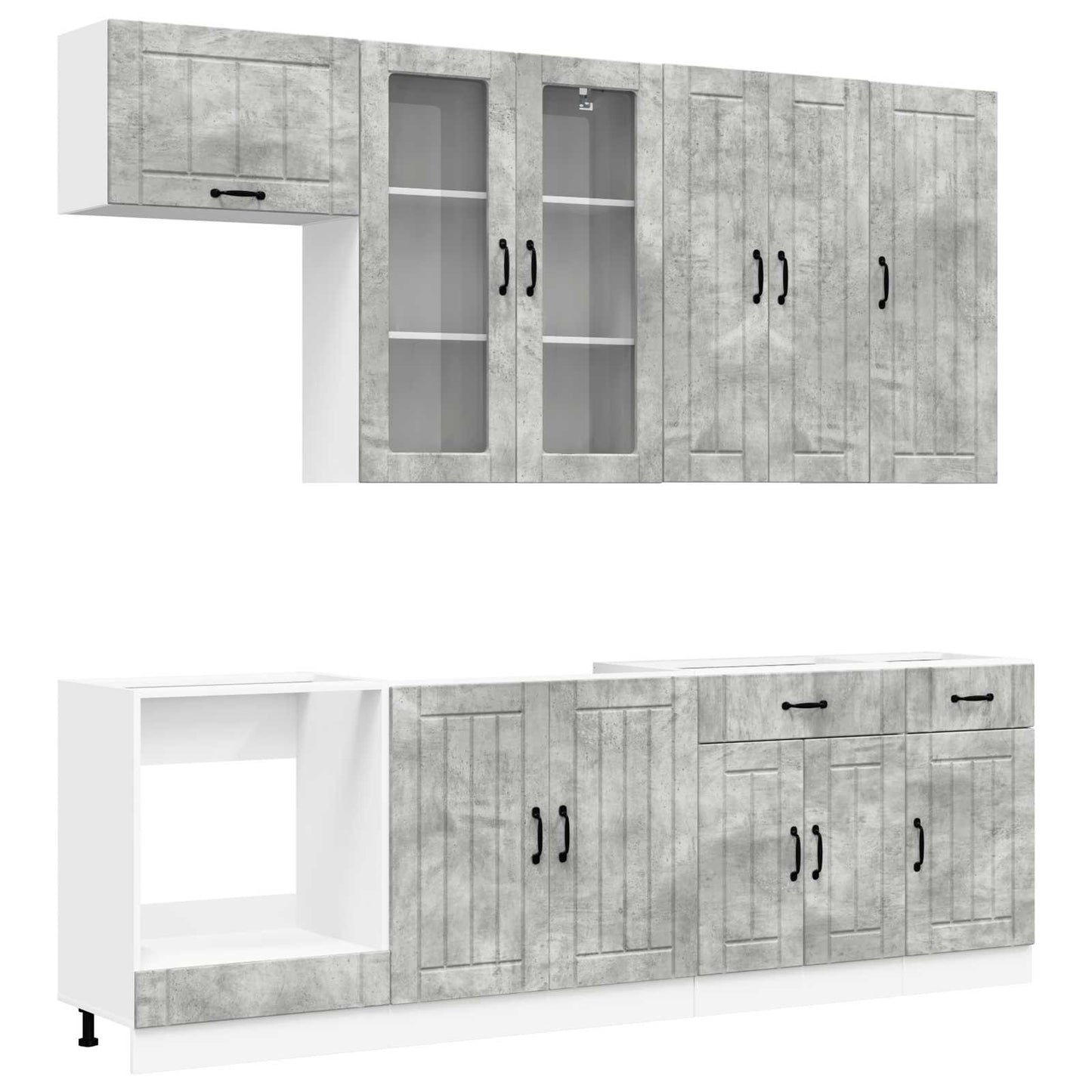 Keukenblok LUCCA 8 pcs Betongrijs Bewerkt hout