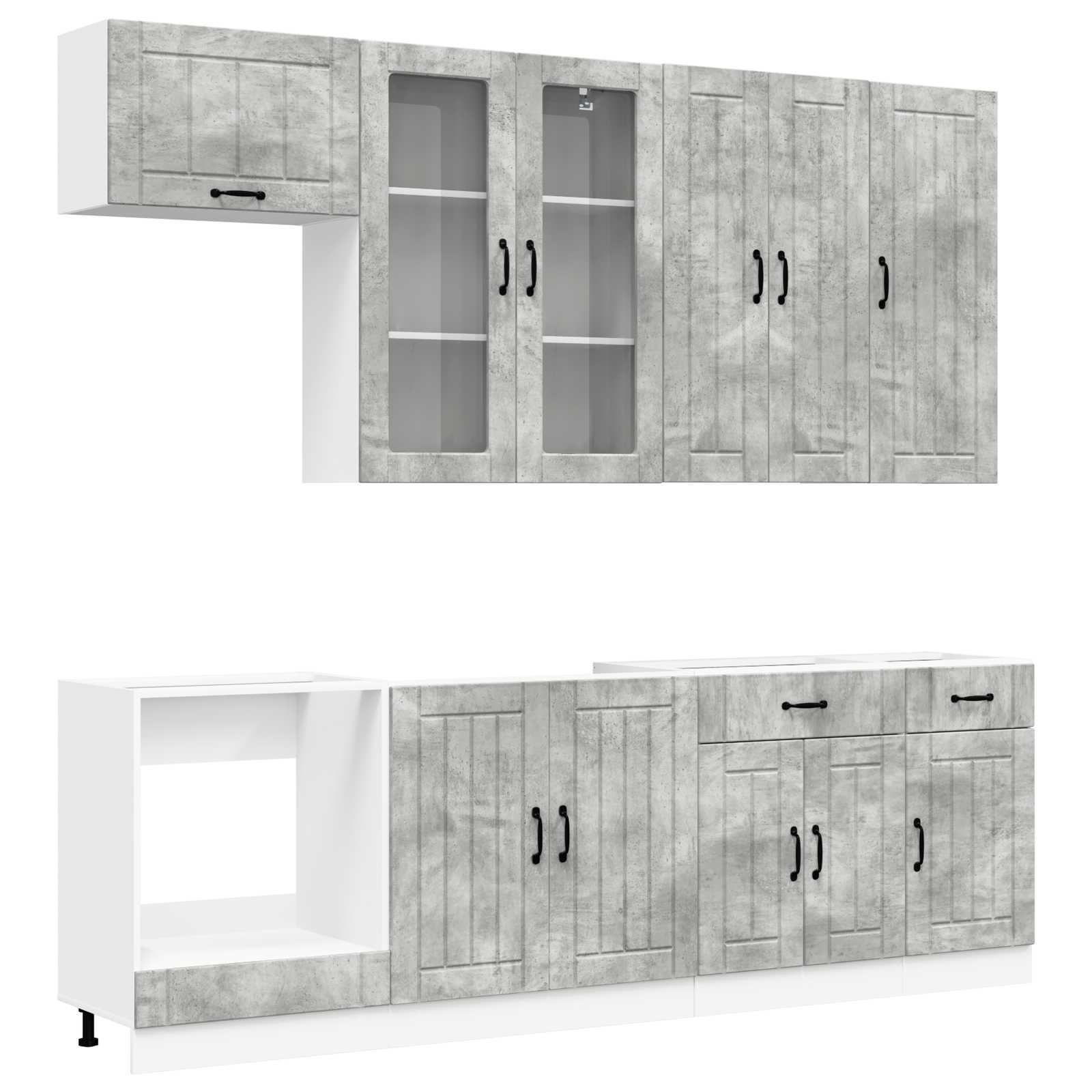 Keukenblok LUCCA 8 pcs Betongrijs Bewerkt hout