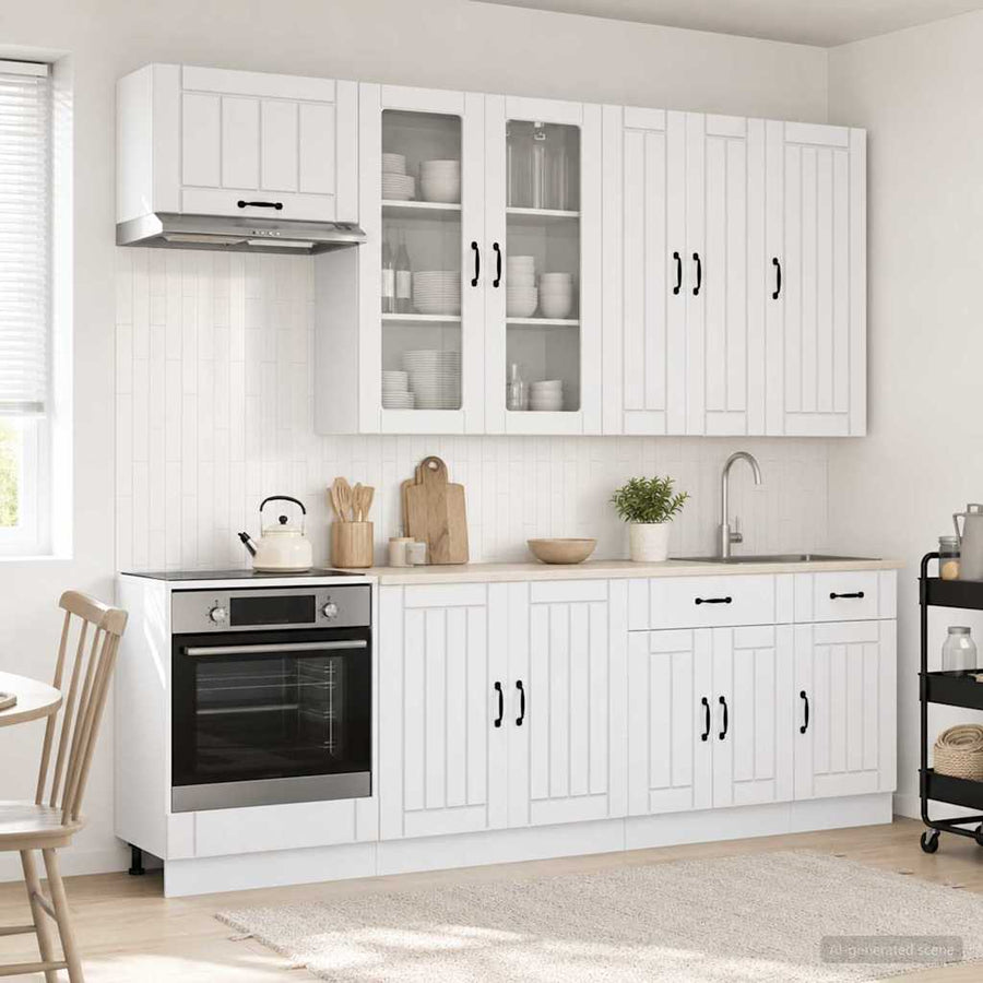 Keukenblok LUCCA 8 pcs Hoogglans Wit Bewerkt hout