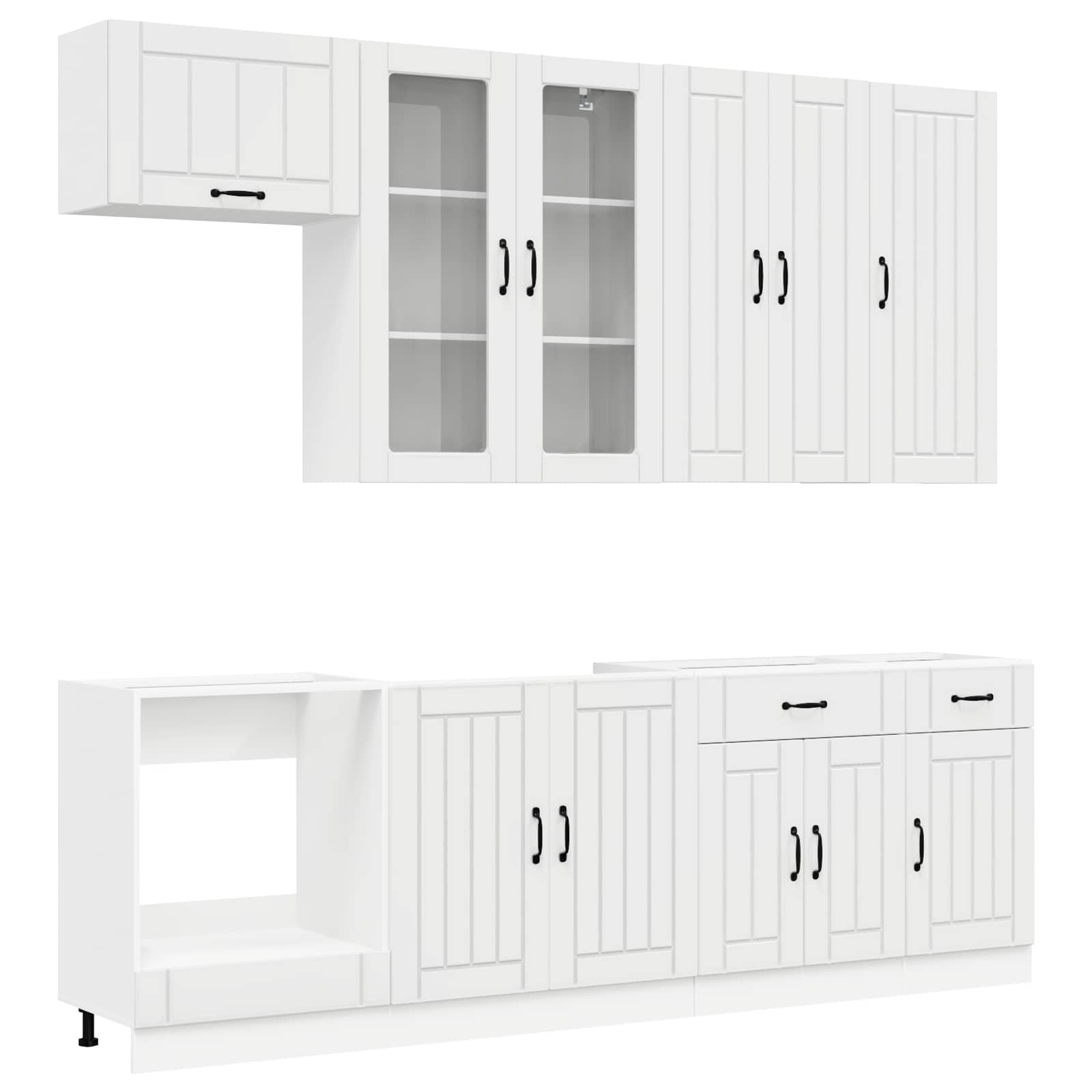 Keukenblok LUCCA 8 pcs Hoogglans Wit Bewerkt hout