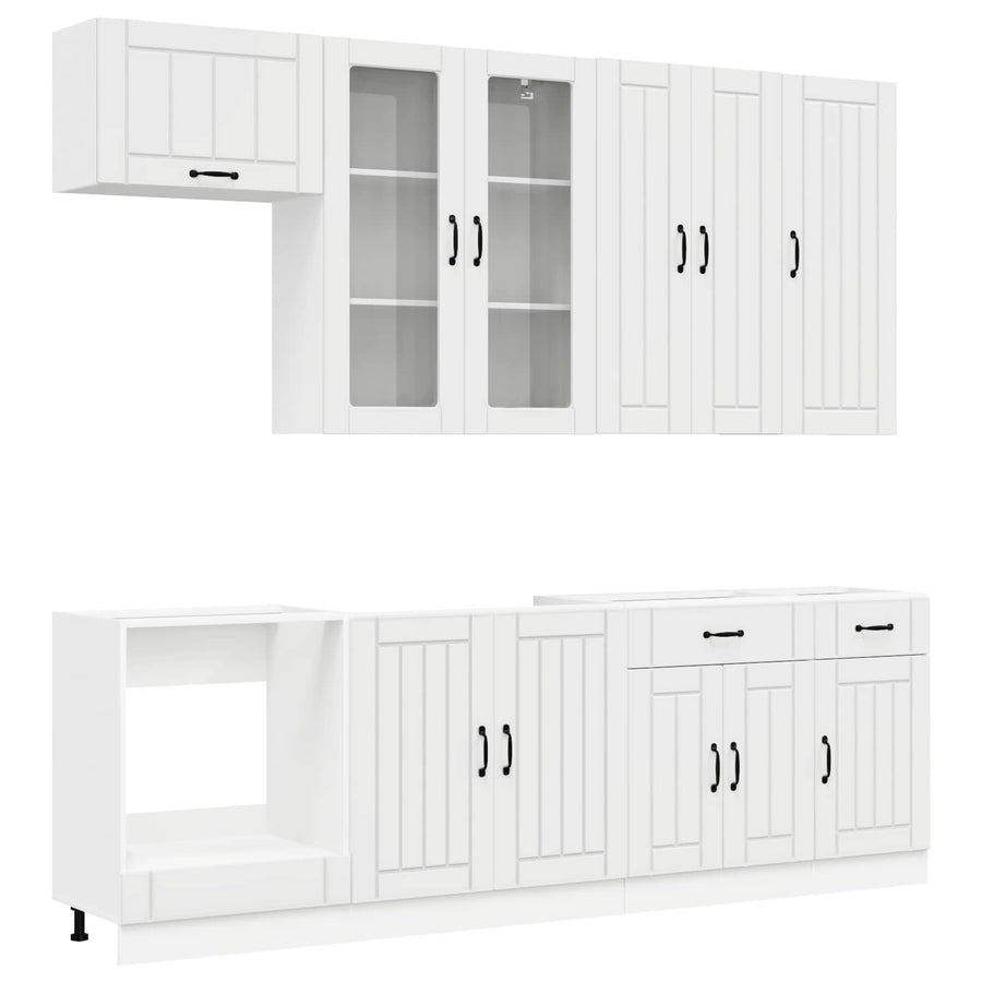 Keukenblok LUCCA 8 pcs Hoogglans Wit Bewerkt hout
