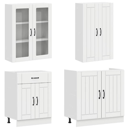 Keukenblok LUCCA 8 pcs Hoogglans Wit Bewerkt hout