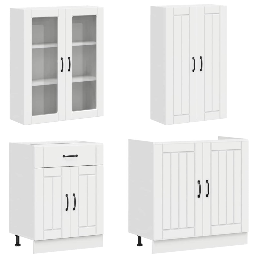 Keukenblok LUCCA 8 pcs Hoogglans Wit Bewerkt hout
