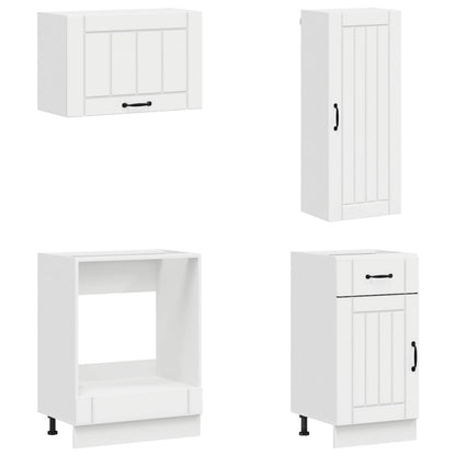 Keukenblok LUCCA 8 pcs Hoogglans Wit Bewerkt hout