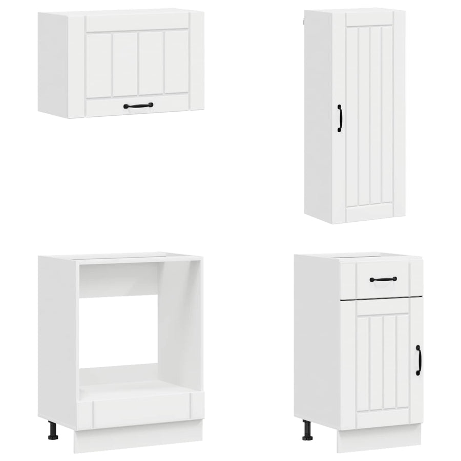 Keukenblok LUCCA 8 pcs Hoogglans Wit Bewerkt hout