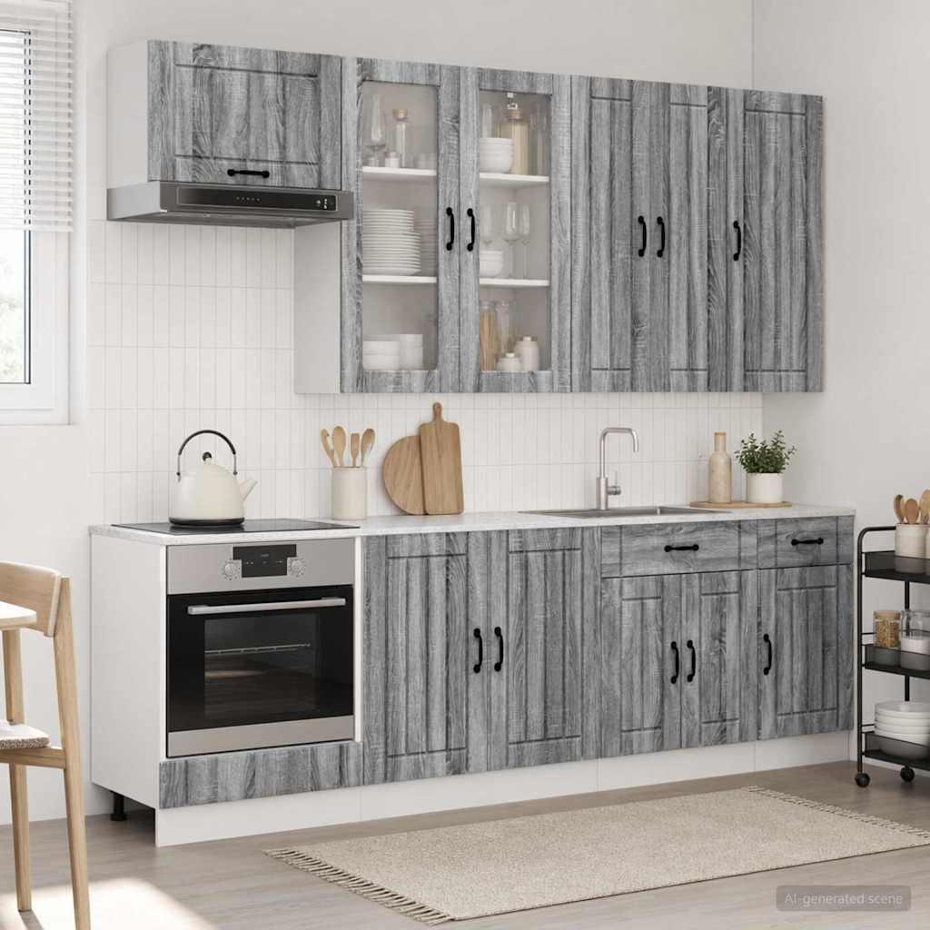 Keukenblok LUCCA 8 pcs Grijs Sonoma Bewerkt hout