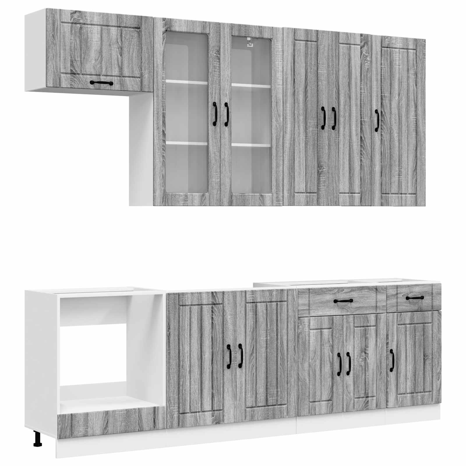 Keukenblok LUCCA 8 pcs Grijs Sonoma Bewerkt hout