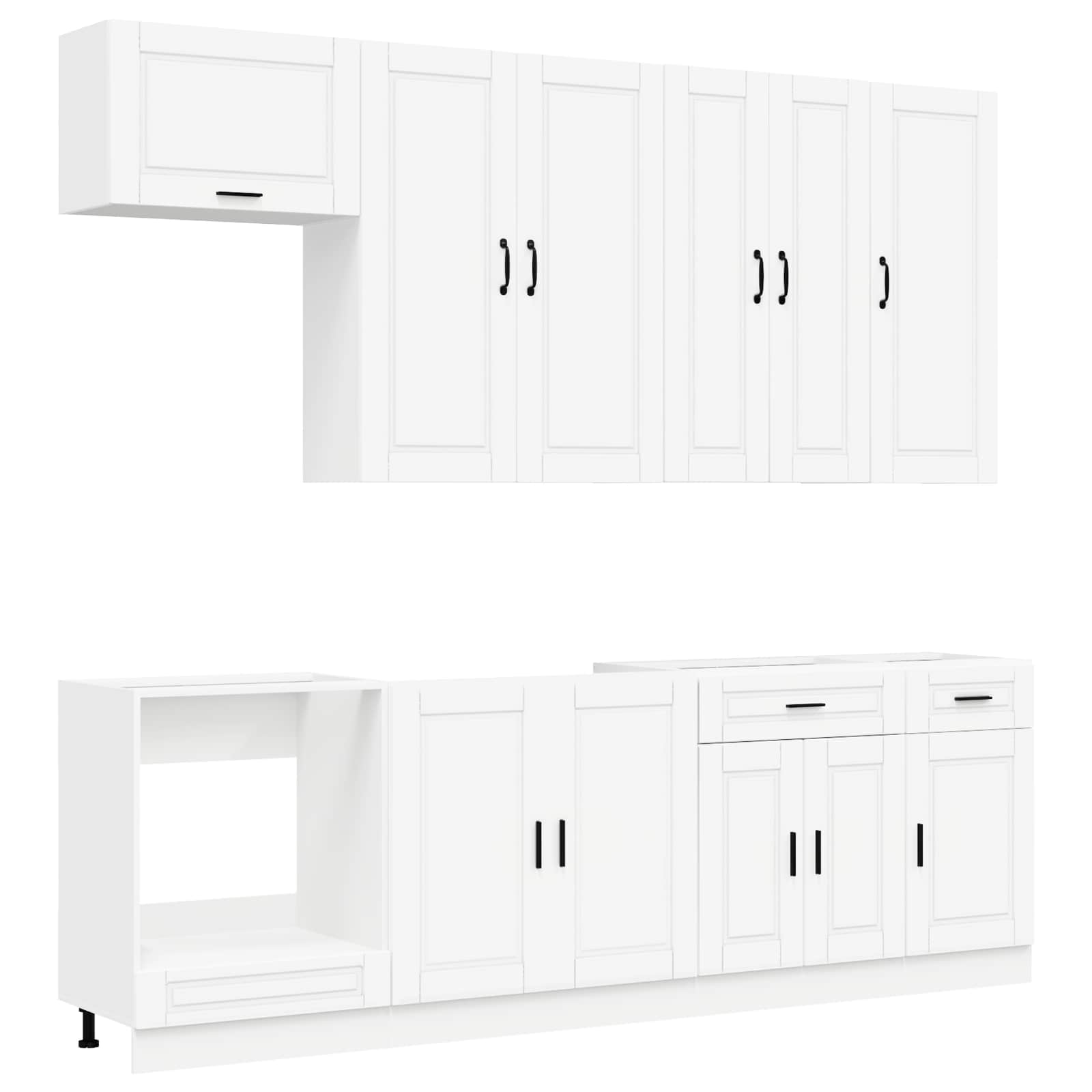 Keukenblok PORTO 8 pcs Wit Bewerkt hout