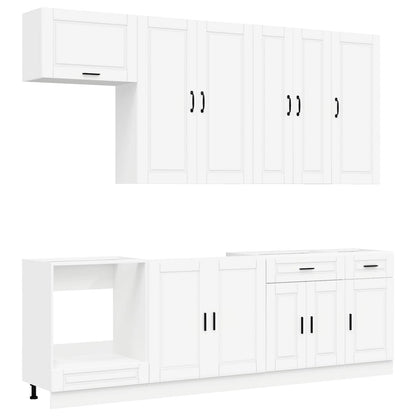 Keukenblok PORTO 8 pcs Wit Bewerkt hout