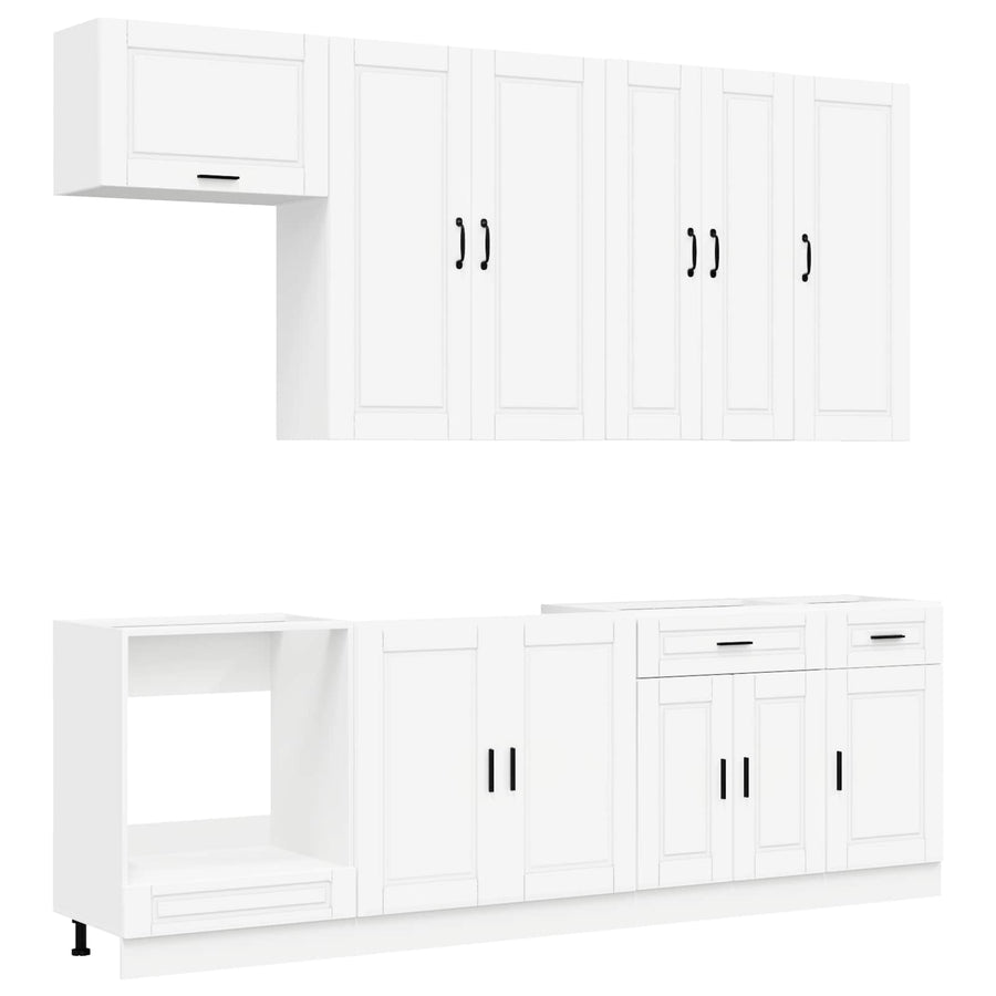 Keukenblok PORTO 8 pcs Wit Bewerkt hout