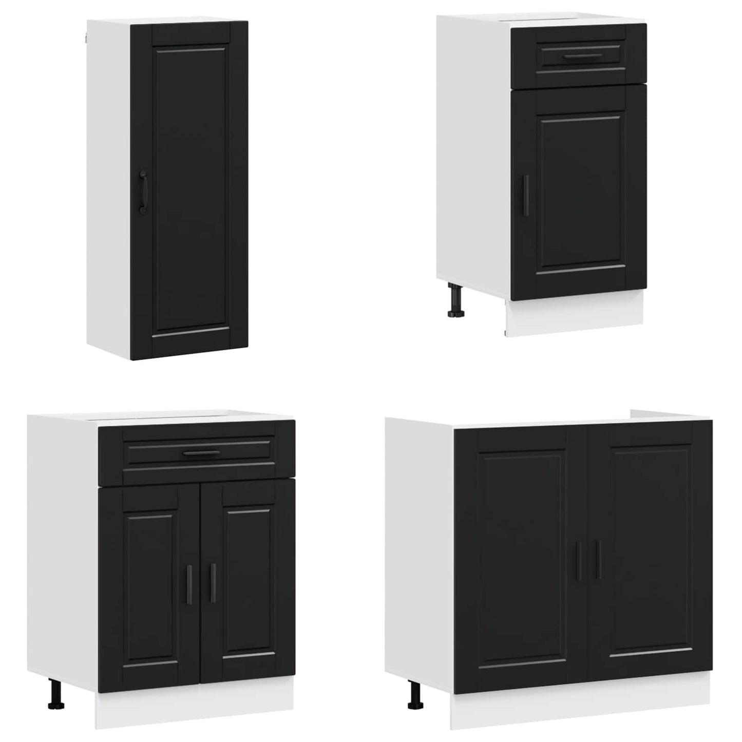 Keukenblok PORTO 8 pcs Zwart Bewerkt hout