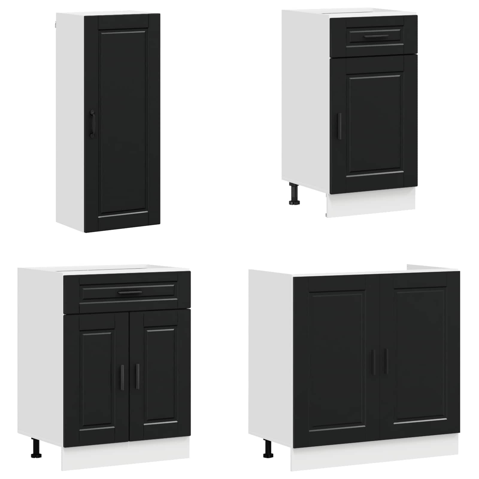 Keukenblok PORTO 8 pcs Zwart Bewerkt hout